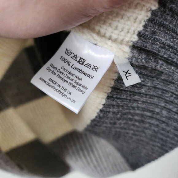 COUNTRY OF ORIGIN 100% lambswool knit colorblock stripe crew sweater XL - Picture 3 of 5